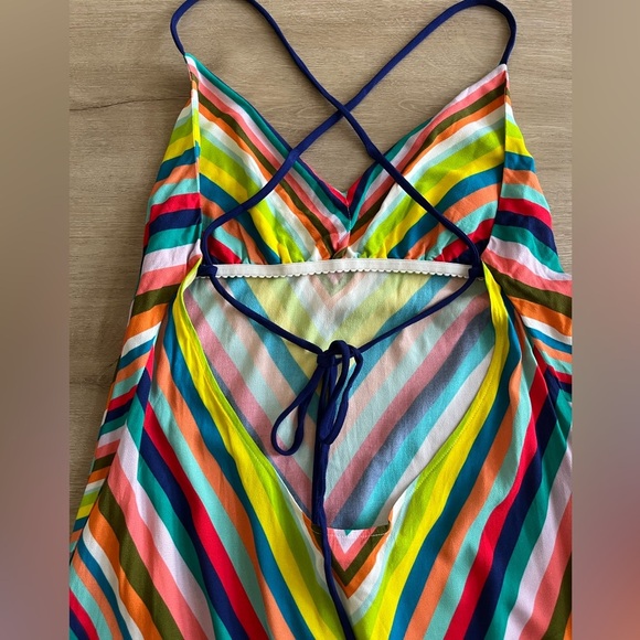 Trina Turk Multicolored Rainbow Dress Coverup Open Back SZ L - Picture 7 of 9